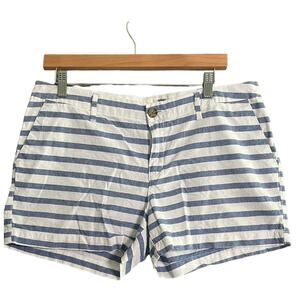 Old Navy Womens Shorts Size 8 Blue White Striped Flat Front Cotton Nautical Boat